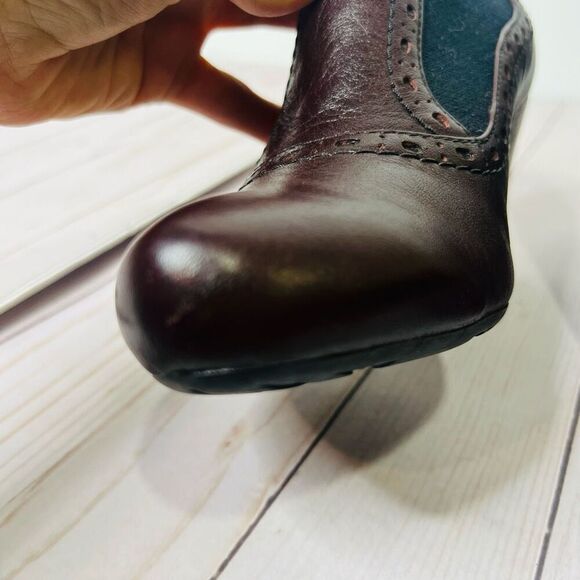 Clark’s Indigo Mahogany Leather Pump Heels Ankle Booties - Picture 7 of 12